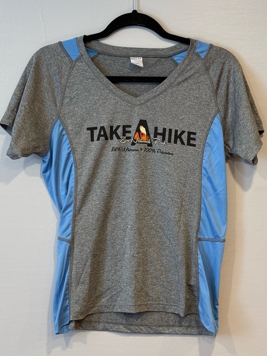 Sport-Tek Tops - Sport-Tek Zion National Park Utah Take a Hike V-Neck Performance Tee Ladies Sm
